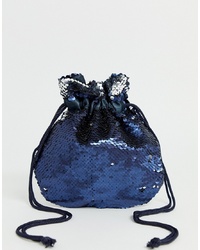 Sac bandoulière pailleté bleu marine