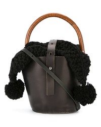 Sac bourse en cuir noir Muun