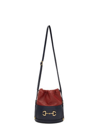 Sac bourse en cuir rouge et bleu marine