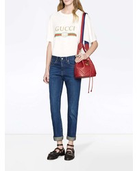 Sac bourse en cuir rouge Gucci