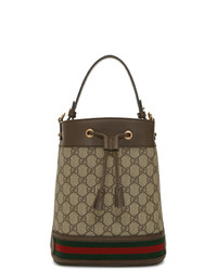 Sac bourse en toile imprimé marron Gucci