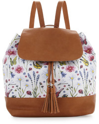 Sac en cuir à fleurs tabac