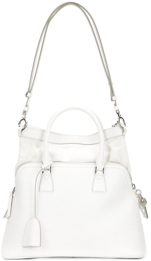 Sac Week-end Maison Margiela Ligne 11 – Cuir Et Tulle Blanc – Fabriqué En Italie
