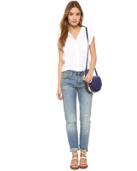 Sac en cuir bleu marine Sophie Hulme