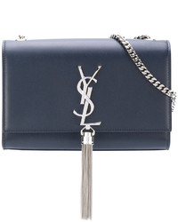 Sac en cuir bleu marine Saint Laurent