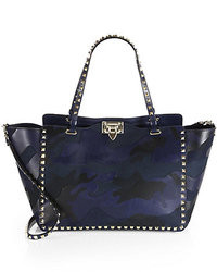 Sac en cuir camouflage bleu marine