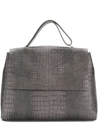 Sac en cuir gris foncé Orciani