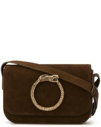 Sac en cuir marron foncé Saint Laurent