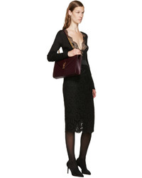 Sac en cuir matelassé bordeaux Saint Laurent