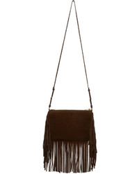 Sac en daim marron foncé Saint Laurent