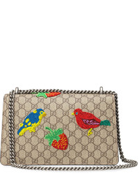 Sac en toile brodé marron clair Gucci