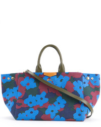 Sac fourre-tout à fleurs bleu