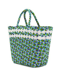 Sac fourre-tout à fleurs turquoise Faliero Sarti