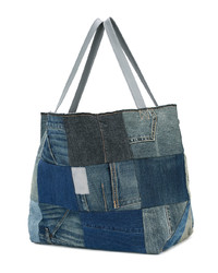 Sac fourre-tout à patchwork bleu 6397