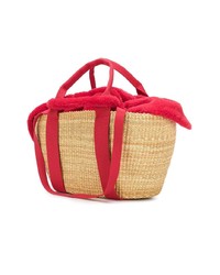 Sac fourre-tout de paille rouge Muun