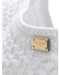 Sac fourre-tout en crochet brodé blanc Dolce & Gabbana
