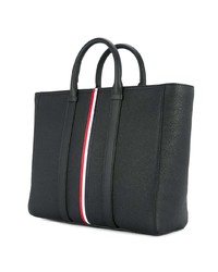 Sac fourre-tout en cuir à rayures verticales noir Thom Browne