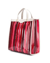 Sac fourre-tout en cuir à rayures verticales rouge Anya Hindmarch