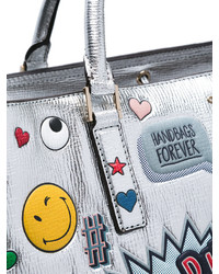 Sac fourre-tout en cuir argenté Anya Hindmarch