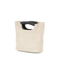 Sac fourre-tout en cuir beige Simon Miller