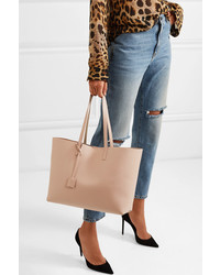 Sac fourre-tout en cuir beige Saint Laurent