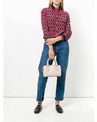 Sac fourre-tout en cuir blanc Gucci