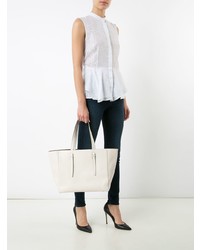 Sac fourre-tout en cuir blanc Valextra