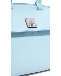 Sac fourre-tout en cuir bleu clair MCM