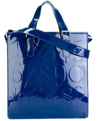 Sac fourre-tout en cuir bleu marine Assouline