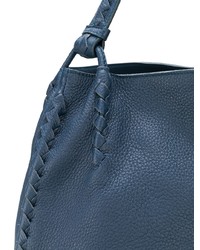 Sac fourre-tout en cuir bleu marine Bottega Veneta