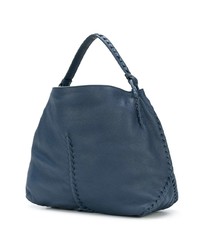 Sac fourre-tout en cuir bleu marine Bottega Veneta