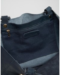 Sac fourre-tout en cuir bleu marine Warehouse