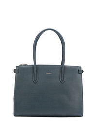 Sac fourre-tout en cuir bleu marine Furla