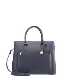 Sac fourre-tout en cuir bleu marine L.Credi