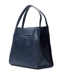 Sac fourre-tout en cuir bleu marine Mara Mac