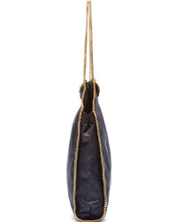 Sac fourre-tout en cuir bleu marine Stella McCartney