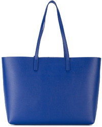 Sac fourre-tout en cuir bleu Saint Laurent