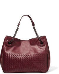 Sac fourre-tout en cuir bordeaux Bottega Veneta