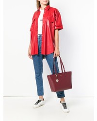 Sac fourre-tout en cuir bordeaux DKNY