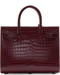 Sac fourre-tout en cuir bordeaux Saint Laurent