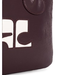 Sac fourre-tout en cuir bordeaux Courreges