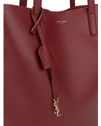 Sac fourre-tout en cuir bordeaux Saint Laurent