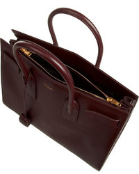 Sac fourre-tout en cuir bordeaux Saint Laurent