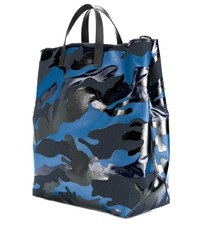 Sac fourre-tout en cuir camouflage bleu marine Valentino