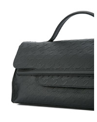 Sac fourre-tout en cuir en pied-de-poule noir Zanellato