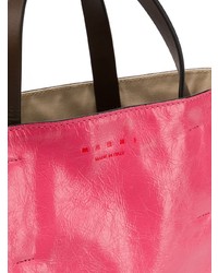 Sac fourre-tout en cuir fuchsia Marni