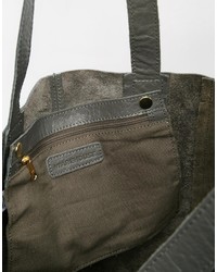 Sac fourre-tout en cuir gris foncé Warehouse