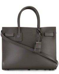 Sac fourre-tout en cuir gris foncé Saint Laurent