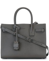 Sac fourre-tout en cuir gris foncé Saint Laurent