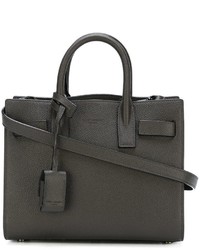 Sac fourre-tout en cuir gris foncé Saint Laurent